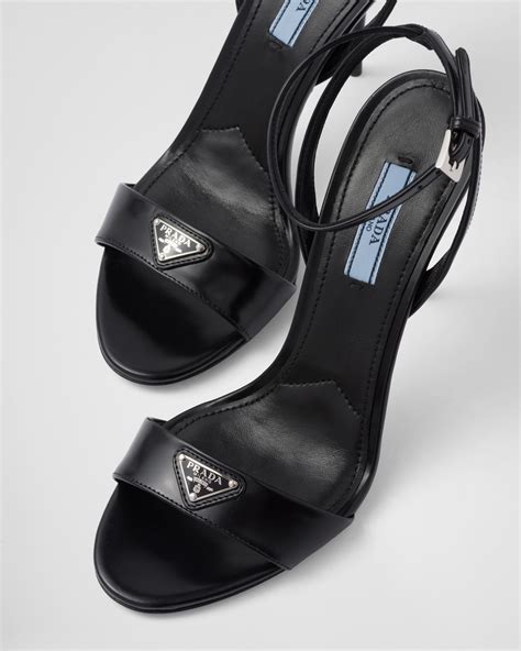 prada ayers leather slides|Black Brushed leather slides .